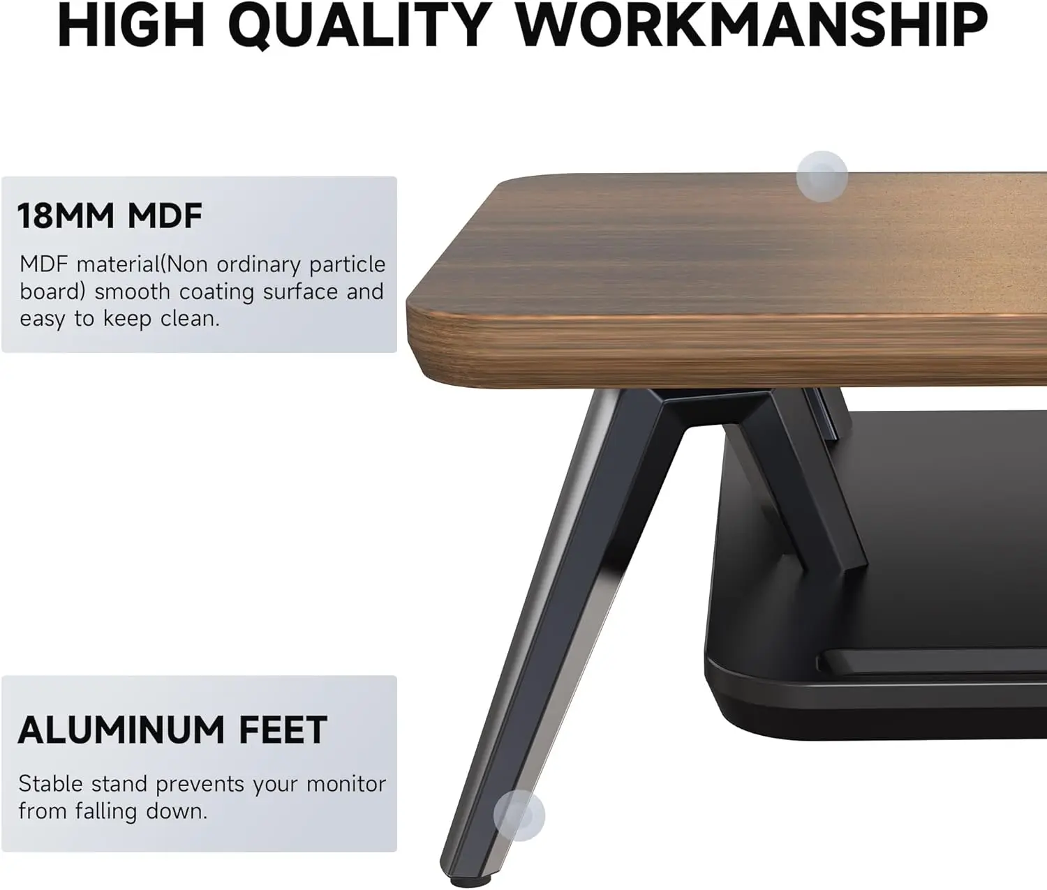 Dual Monitor Stand, Monitor Stands Riser For 2 Monitors, 42.5 H Wood Desk Shelf With Storage Organizer And Cable Management For