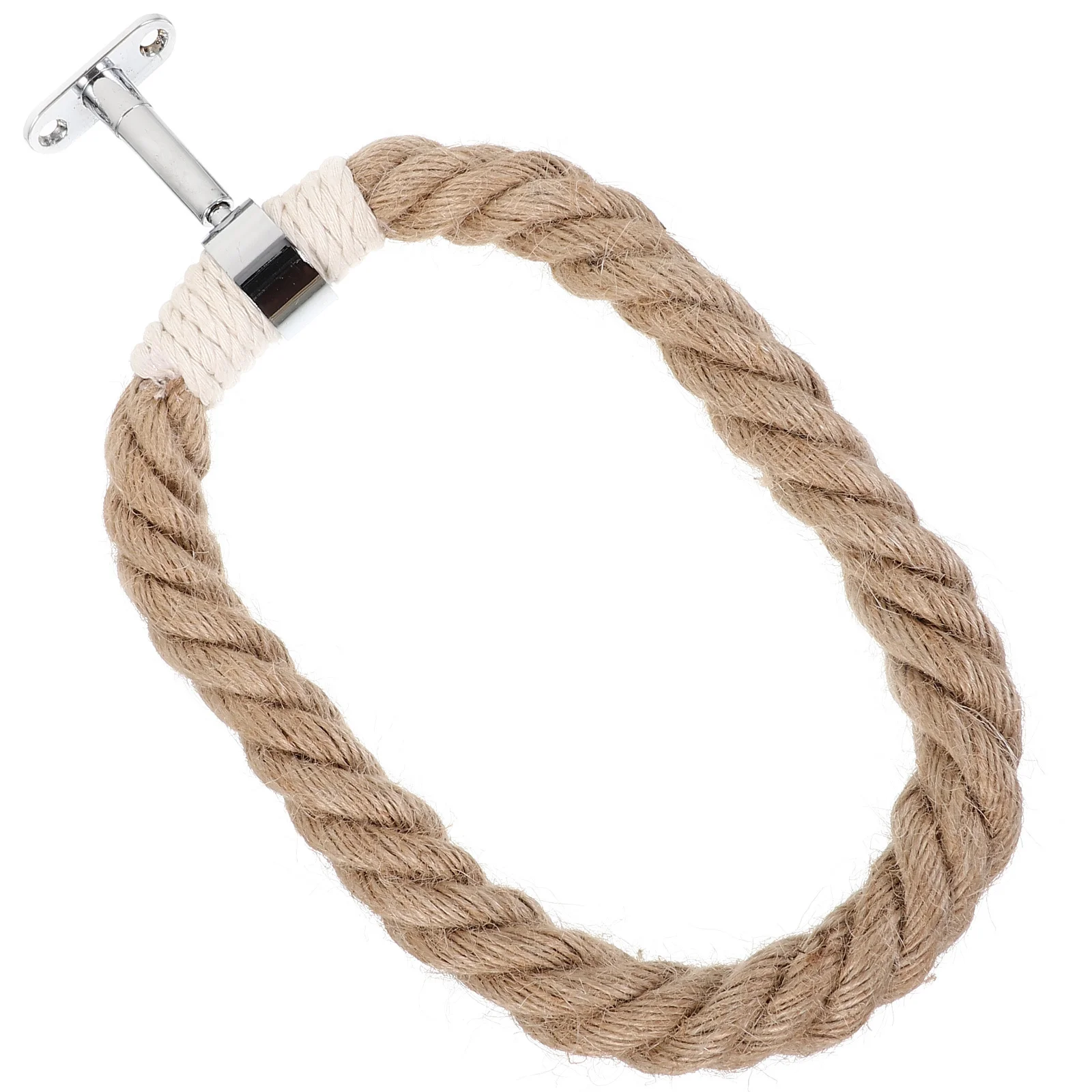 رف منشفة الحمام قسط الحديد حبل القنب جدار جبل جولة شنقا منشفة حامل النمط البوهيمي لغرفة نوم المطبخ #3