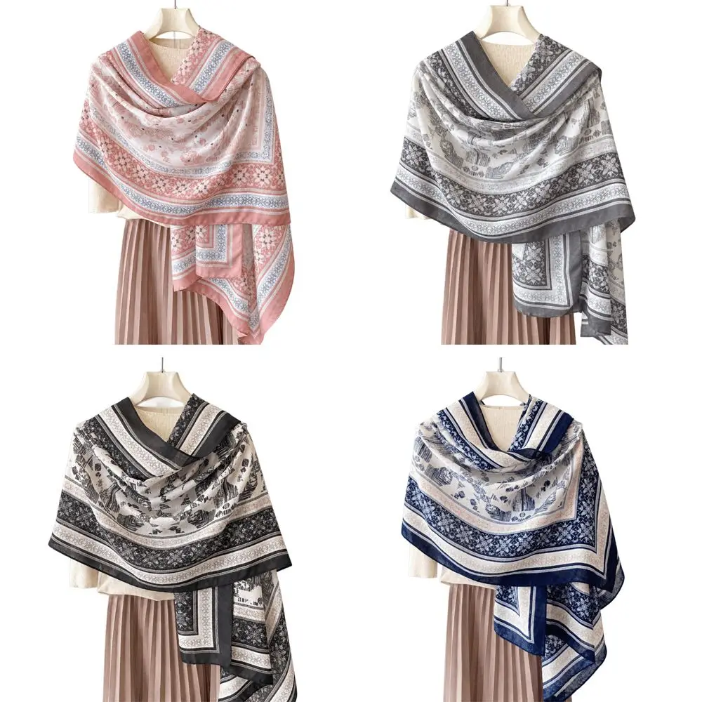 Large Size Ethnic Print Shawl Bohemian Tribal Print Travel Cover Up Casual Multi-Purpose Sun Protection Wrap Scarf For Women