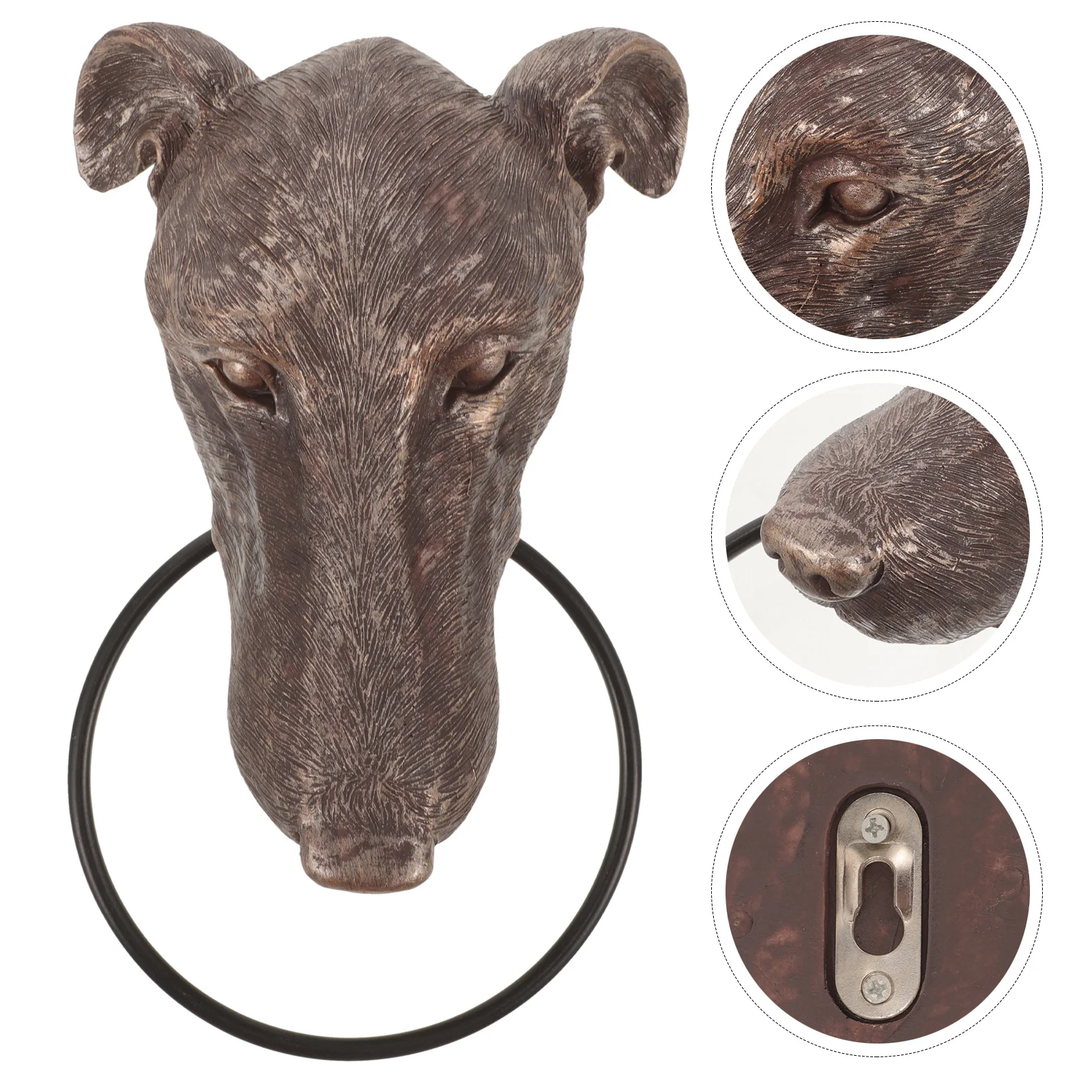 

Exterior Dog Head Door Knocker Heavy Duty Resin Decorative Door Handle for Main Entrance Home Hotel Security Classical Knocker