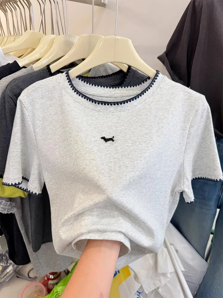 大きいサイズ 300 ポウ 刺繍入り オルト スヴェ Tシャツ レディース カジュアル ベースシャツ 春夏新作 スタイリッシュ 通勤 韓国風 ルーズ...