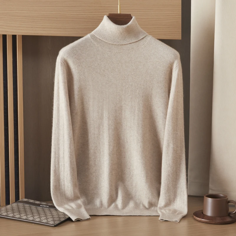 Fall/Winter Cashmere Wool Sweater Men's New Lapel Thick Pullovers Youth Loose Warm Bottoming Shirt Casual Knit Tops M3014040