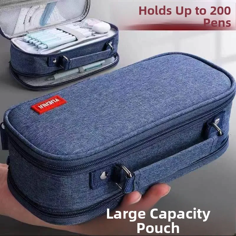 large-capacity-multi-layer-canvas-pen-bag-portable-double-layer-simple-durable-pencil-case-for-high-school-and-middle-school