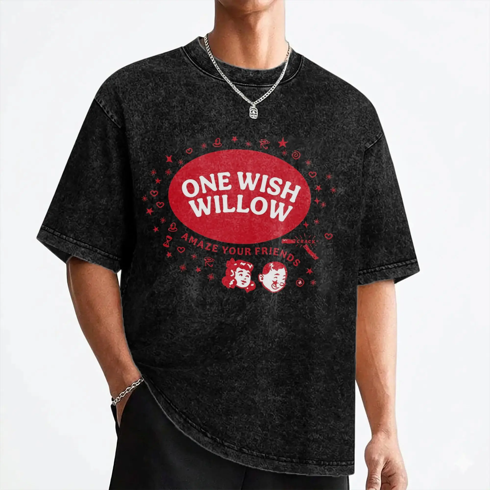 One Wish Willow Obsession T Shirts Washed Short Sleeve Street T-Shirt  Vintage Men Women Streetwear Summer Tee Shirt