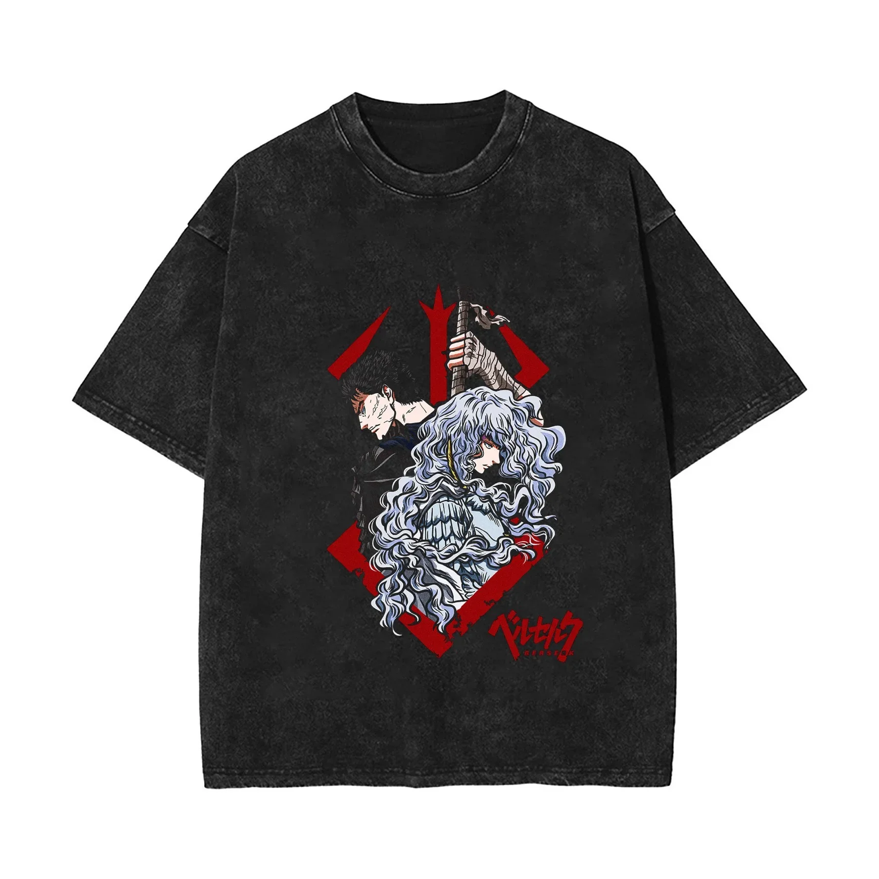 

Comic Brand Warrior T shirt Dark Soul Washed Cotton Printing Super Round Neck T shirt Male Gothic High Quality BERSERK Griffith