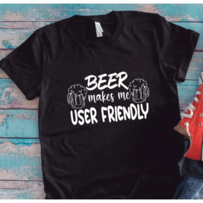 

Черная футболка Beer Makes Me, удобная для пользователя