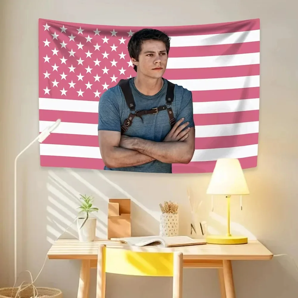 Dylan Obriens Maze Runners Pink American Flags Tapestry For Bedrooms Living Room Home Decor Background Cloth Festival Gifts