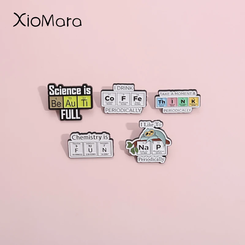 Chemical Element Proton Atoms Enamel Pins Custom Science Quantity Qualitative Brooch Lapel Badges Jewelry For Student Friends