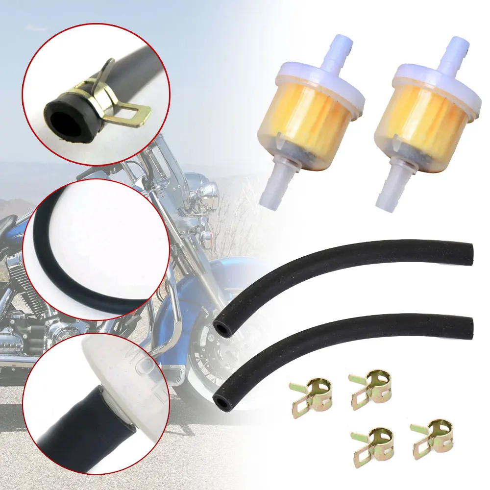 

8pcs/1Set Fuel Petrol Inline Hose Pipe with Clips Gasoline Liquid Filter Pipe Oil Filter kit Universal Motorcycle Accessories