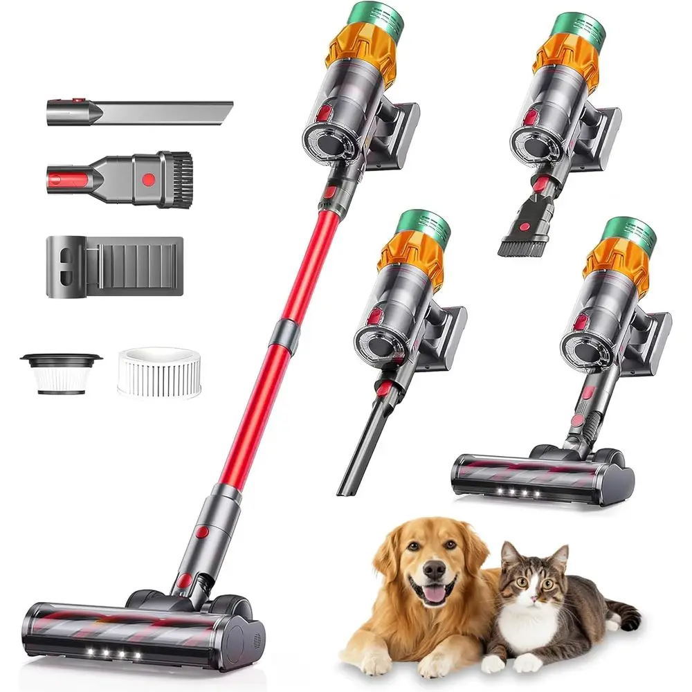 

Cordless Vacuum Cleaners 48 KPa/580W with Up to 90 Mins Runtime | Stick Vacuum Cleaner with 2 HEPA Filters - Wall Mounted - Touc