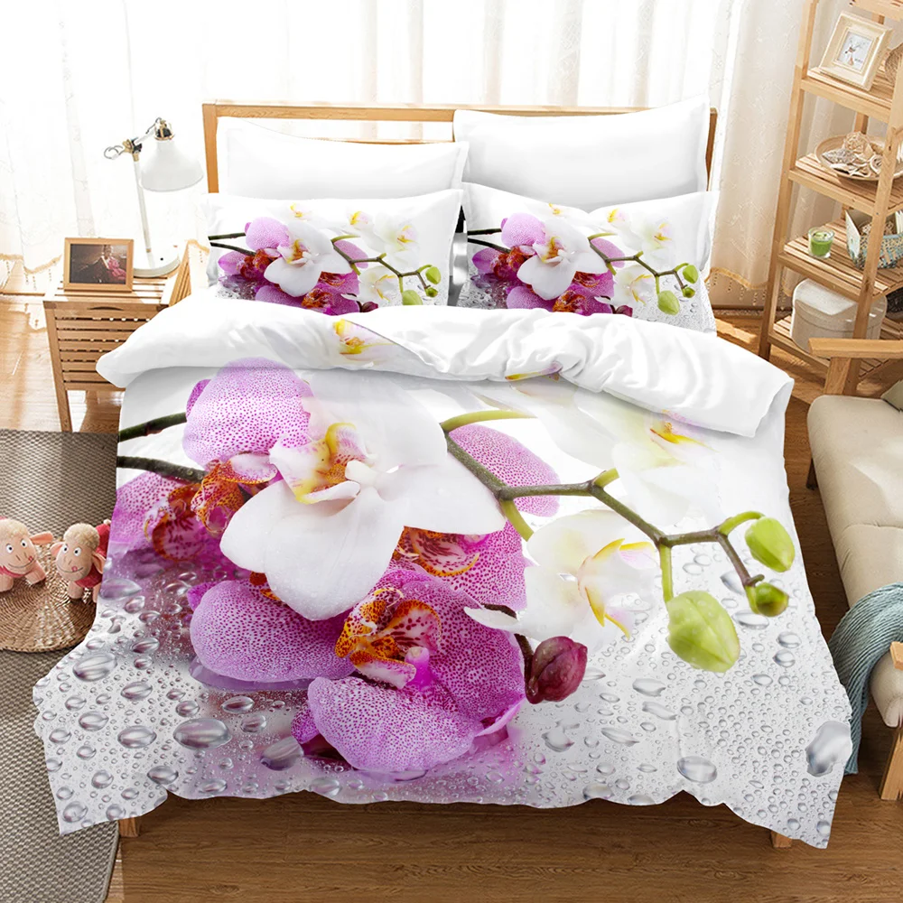 Set copripiumino con fiori viola copripiumino in poliestere copripiumino King Queen Size con federa per Set biancheria da letto donna per ragazze