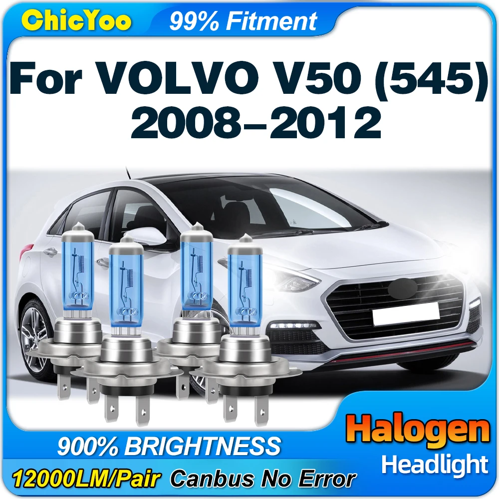 

200W Halogen Lights Bulbs 6000K High Low Beam Car Headlamps 12V Plug And Play For VOLVO V50 (545) 2008 2009 2010 2011 2012