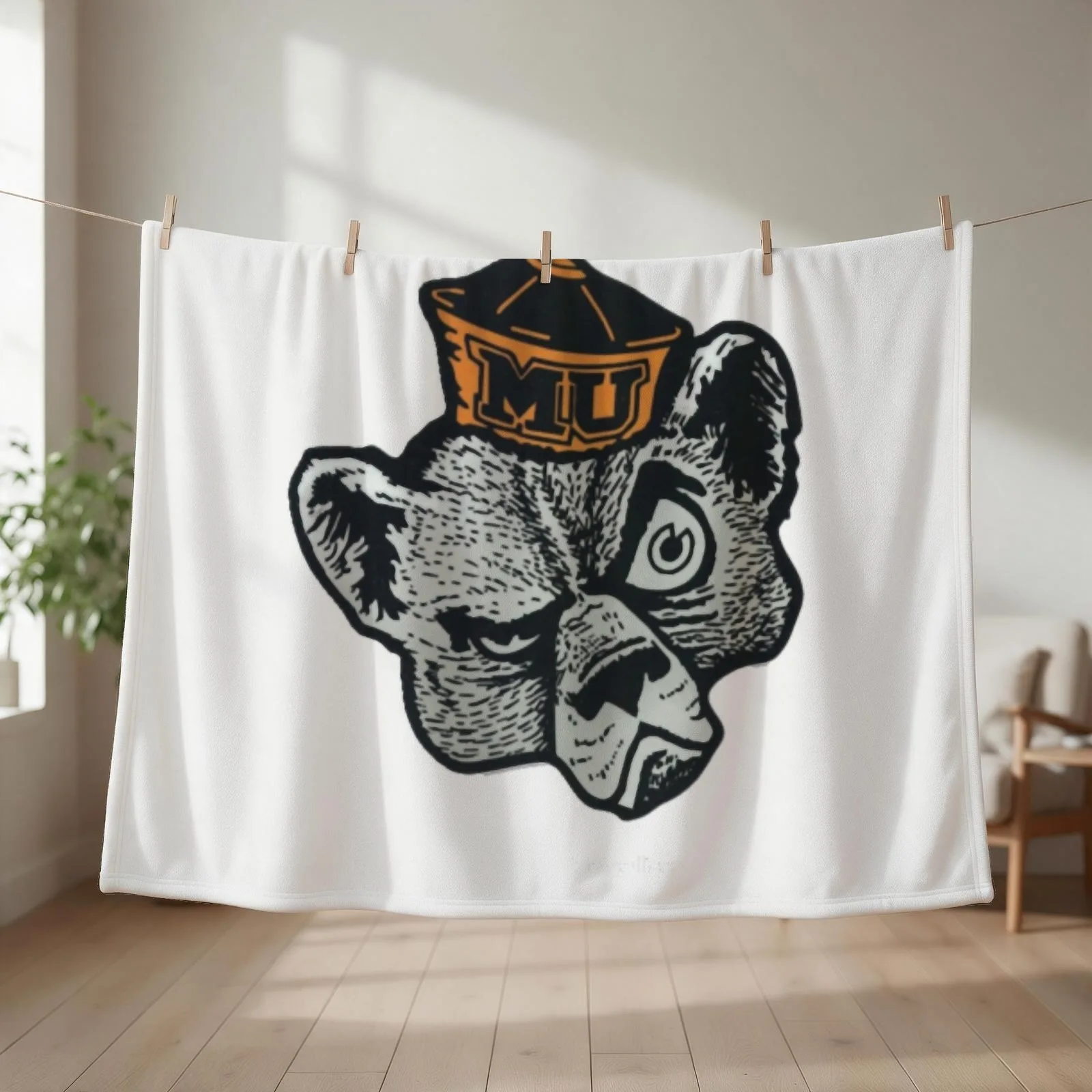 Mercer University retro bear Throw Blanket blankets and throws Hair Hairy Luxury Blankets