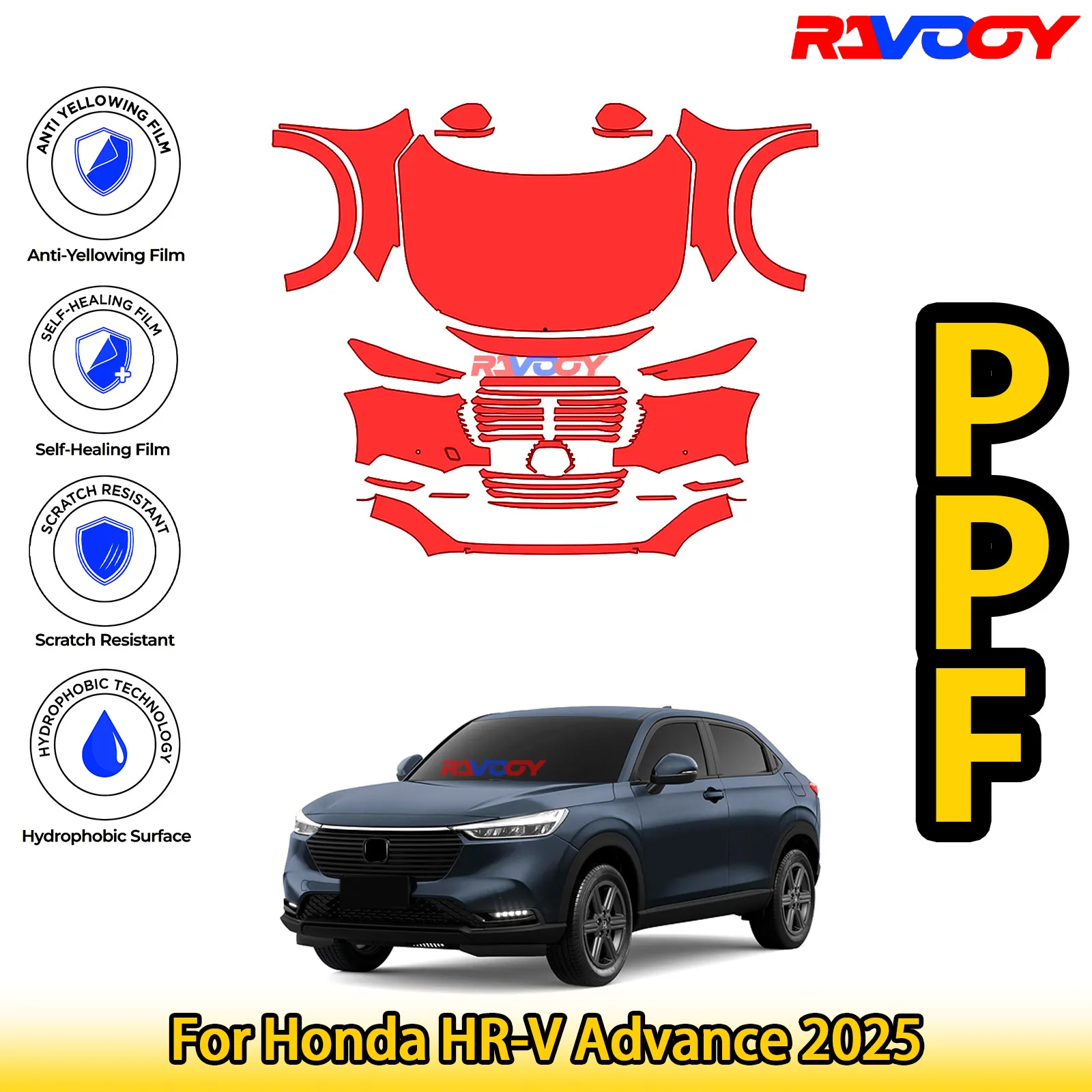 

For Honda HR-V Advance 2025 Glossy Matte Black Precut front PPF Kit Paint Protection Film