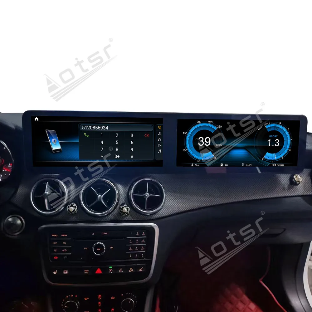 راديو سيارة مزدوج 12.3 بوصة يعمل بنظام أندرويد 13 CarPlay لسيارة Mercedes Benz A-Class CLA GLA 4.5 2013-2015 5.0 2016-2018 مشغل وسائط متعددة GPS Navi