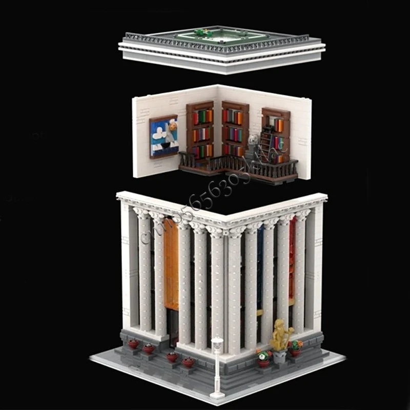 NEW 2481PCS City Hot Selling Street View Moc Grand Public Library model DIY creative ideas ChildToy Assembly Puzzle birthdayGift