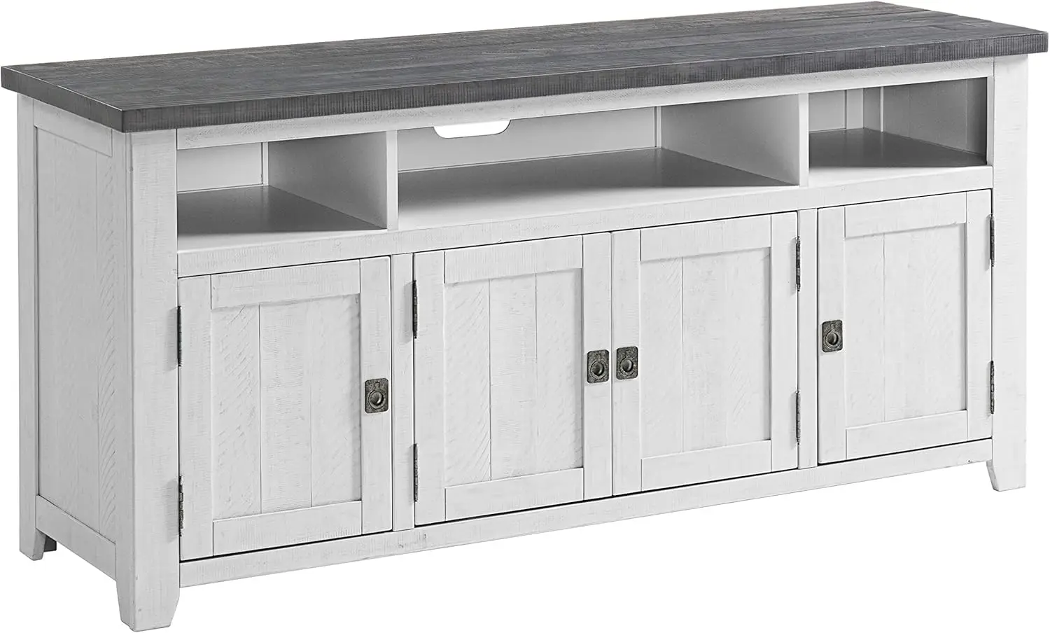 

65" TV Stand, White Stain with Grey Top