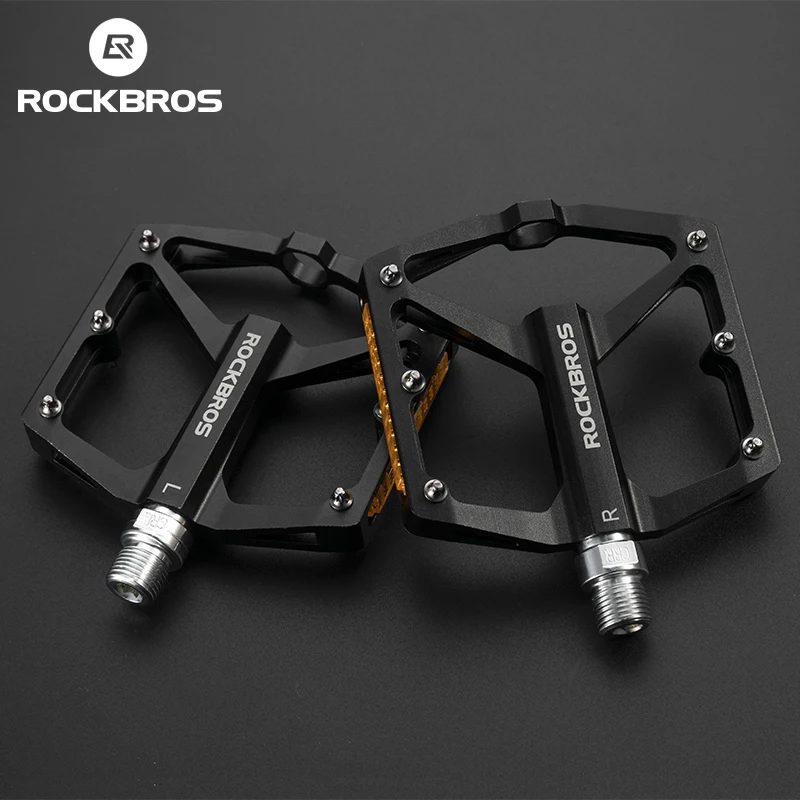 ROCKBROS Bike Pedals Aluminum Alloy Anti-slip MTB Road Flat Platform Pedals Reflective Bearing Cycling Pedals Bike Accessories