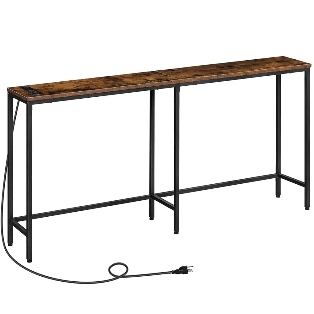 

70.9 Hes Console Table With 2 Power Outlets And 2 Usb Ports, Extra Long Entryway Table With Charging Station, Narrow Sofa Table