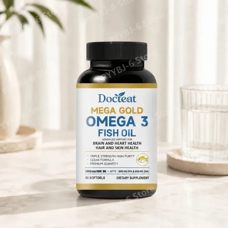 

Omega-3 Fish Oil2000mg High Purity 60Softgels Supports Brain Heart Health Natural Antioxidant Nutritional Dietary Supplement