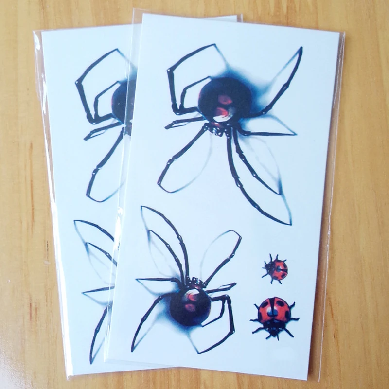 Spider/Scorpion/Mosquito Tattoos Stickers Halloween Temporary Body Art Neck Leg Sticker Disposable Removable Punk Spider Sticker