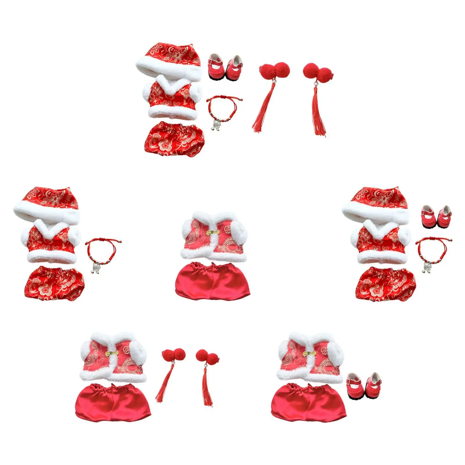 Ropa de muñeca de peluche para muñeca de 17cm, traje Tang, accesorios para fotos, moda cómoda y bonita, ropa para muñeca, disfraz de Año Nuevo Chino