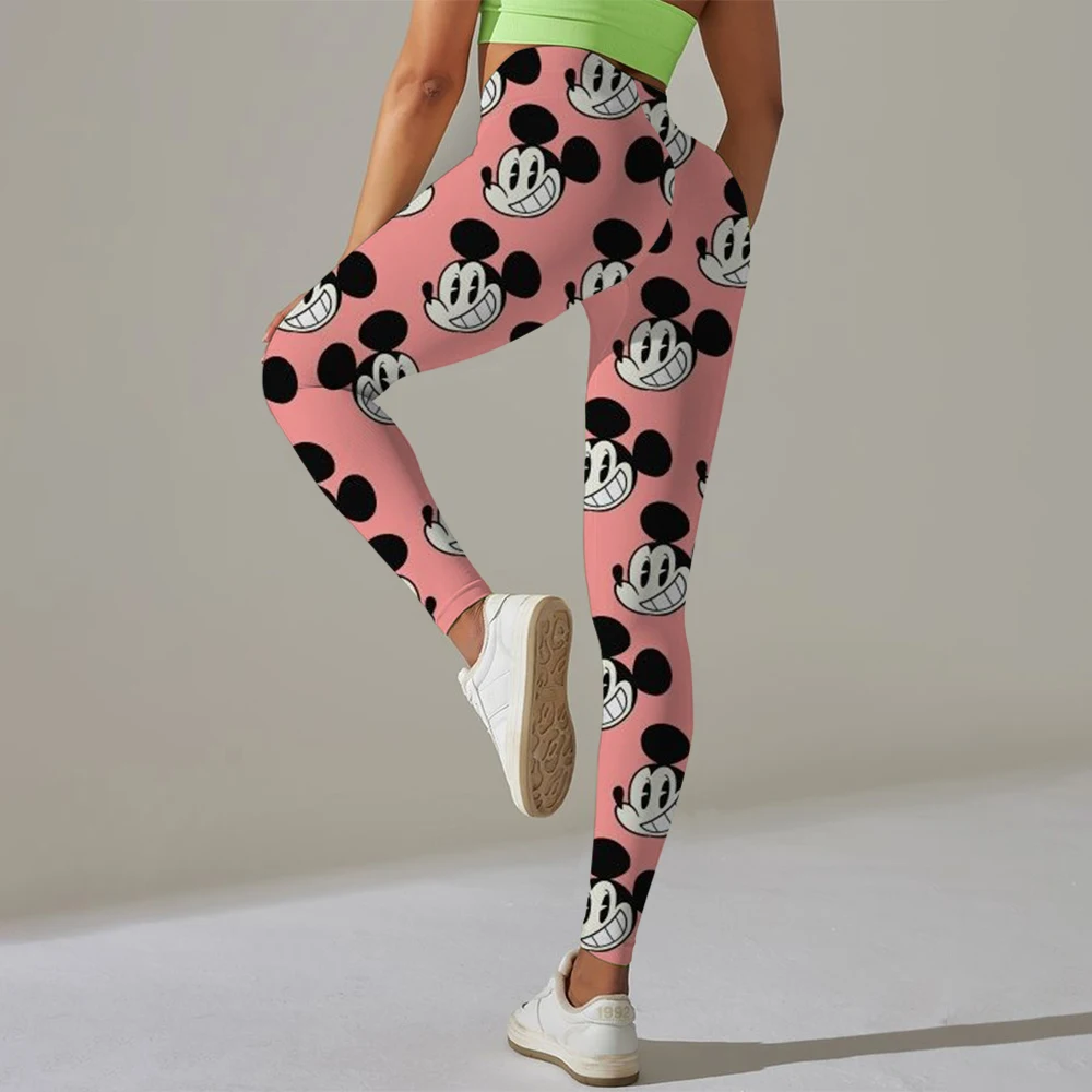 Dames sportlegging elastische perzik billen fitnessbroek met verhoogde heupen en hoge taille Mickey Mouse print yogabroek strak ﻿