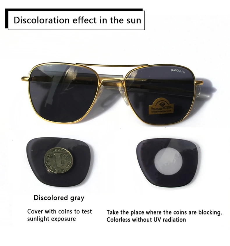RE Sonnenbrille Mann Amerikanische Armee Militär Luftfahrt Pilot Sonnenbrille Gradienten Objektiv Frau Luxus Marke Vintage Titan Rahmen – Detail 11