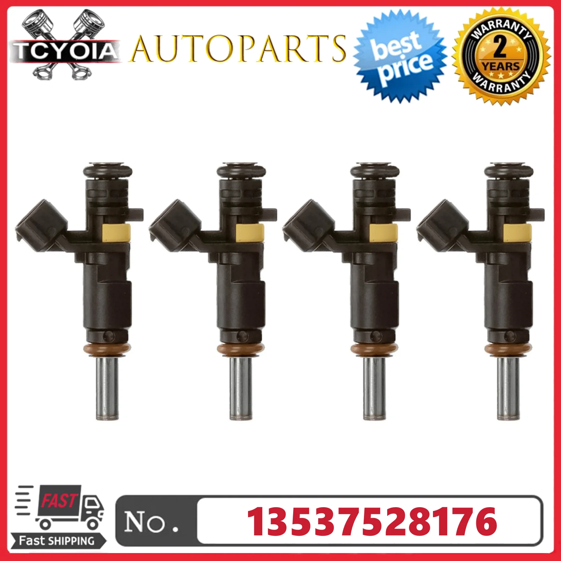 4pcs 13537528176 7528176 V752817680-07 Fuel Injector For MINI COOPER 07~15 Countryman 11~16 Paceman 13~16 1.6L L4