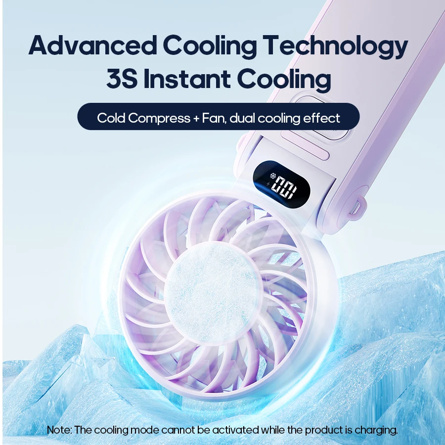 Kinscoter مروحة تبريد جديدة محمولة 3600 مللي أمبير في الساعة مروحة محمولة قابلة للطي 100 مستوى تحكم مجاني عالية السرعة مروحة شخصية صغيرة مع حبل