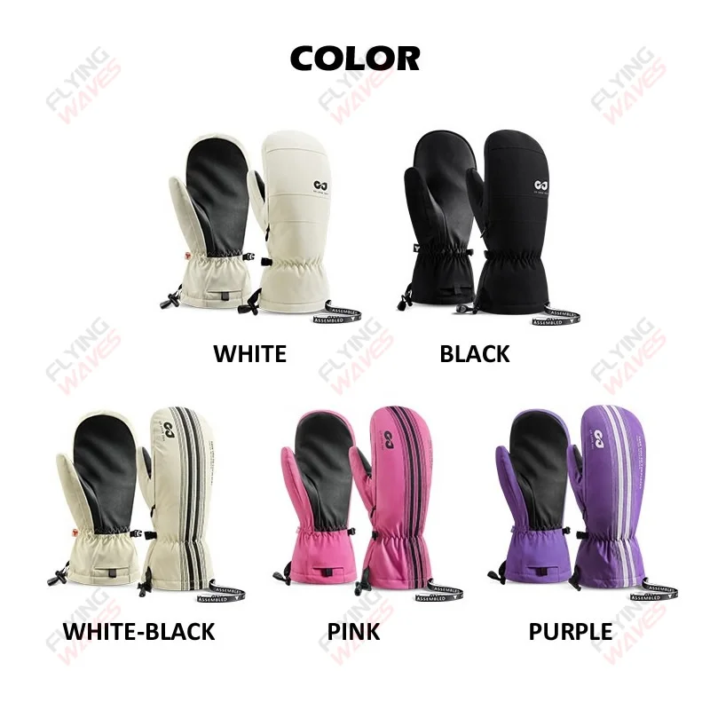 Adults' Shock-absorbing Wrist Support Warm Ski Mittens Men Women Thickened 3M Thinsulate Waterproof Winter Sports Cycling Gloves