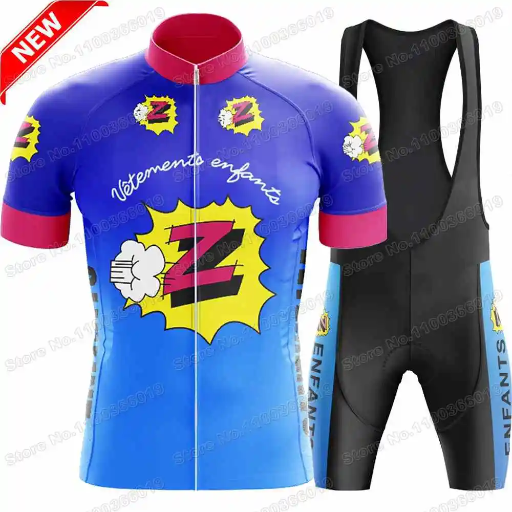 Conjunto de Maillot de Ciclismo Equipo Z retro clásico 2025,Ropa de ciclismo vintage para hombre,Camiseta de ciclismo de carretera de verano,Culotte con tirantes para ciclismo