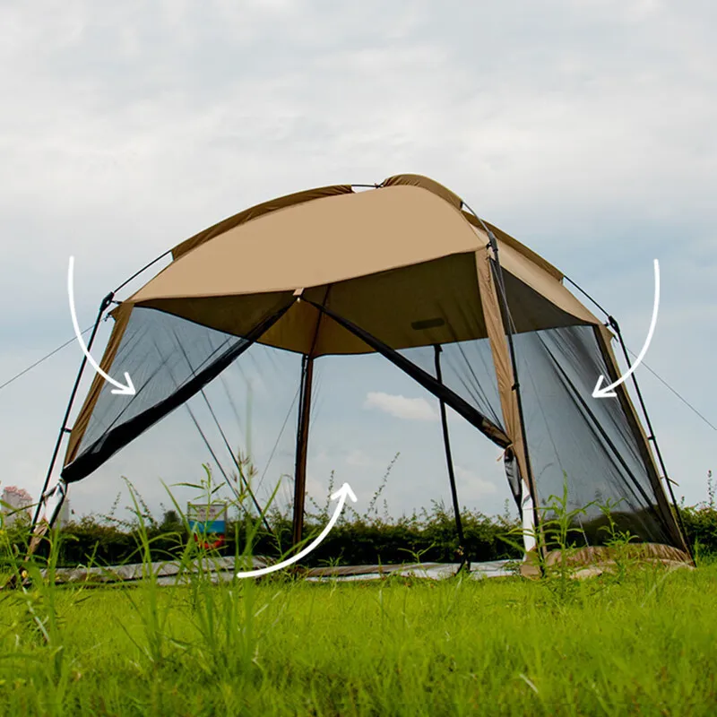 Outdoor camping mesh tent multi-person integrated barbecue beach camping sun protection mosquito protection sunshade portable pe