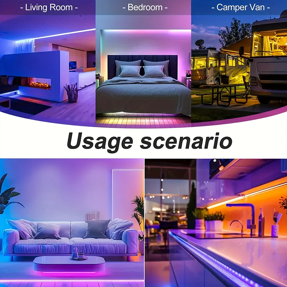 RGB Led Strip Lights APP Control Music Sync Led Room Light 10m 20m 30m 40m 60m Led Tape Flexible Ribbon for Home Bedroom Decor