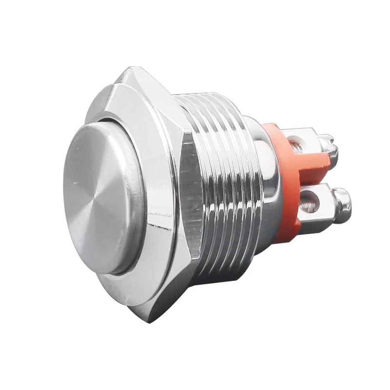 Metal Push Button Switch 16mm 19mm 22mm 1NC(Normal Close)Screw Foot High/Flat Head Switch Momentary Self-Reset Jog Switch