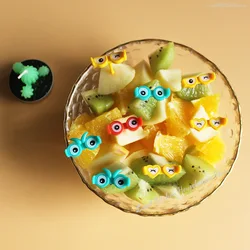 8pcs Cartoon Glasses Fruit Fork Mini Cartoon Children Snack Cake Dessert Toothpick Bento Lunches Party Decoration