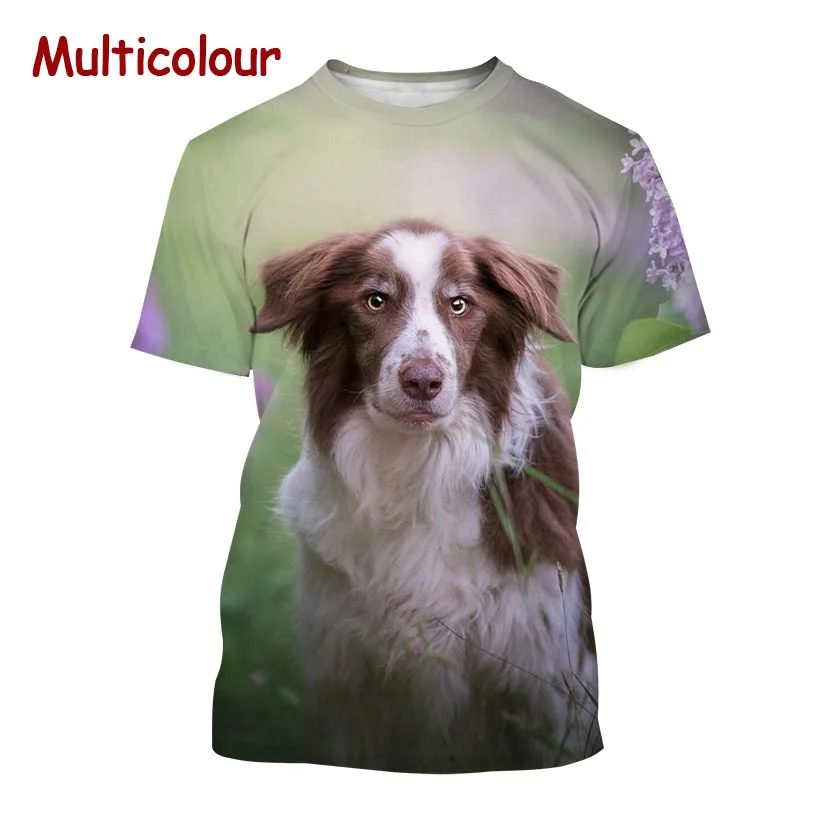 New Popular Border Collie 3D Printed T-shirt Fashion Cute Dog Unisex Animal Round Neck Casual Short Sleeve