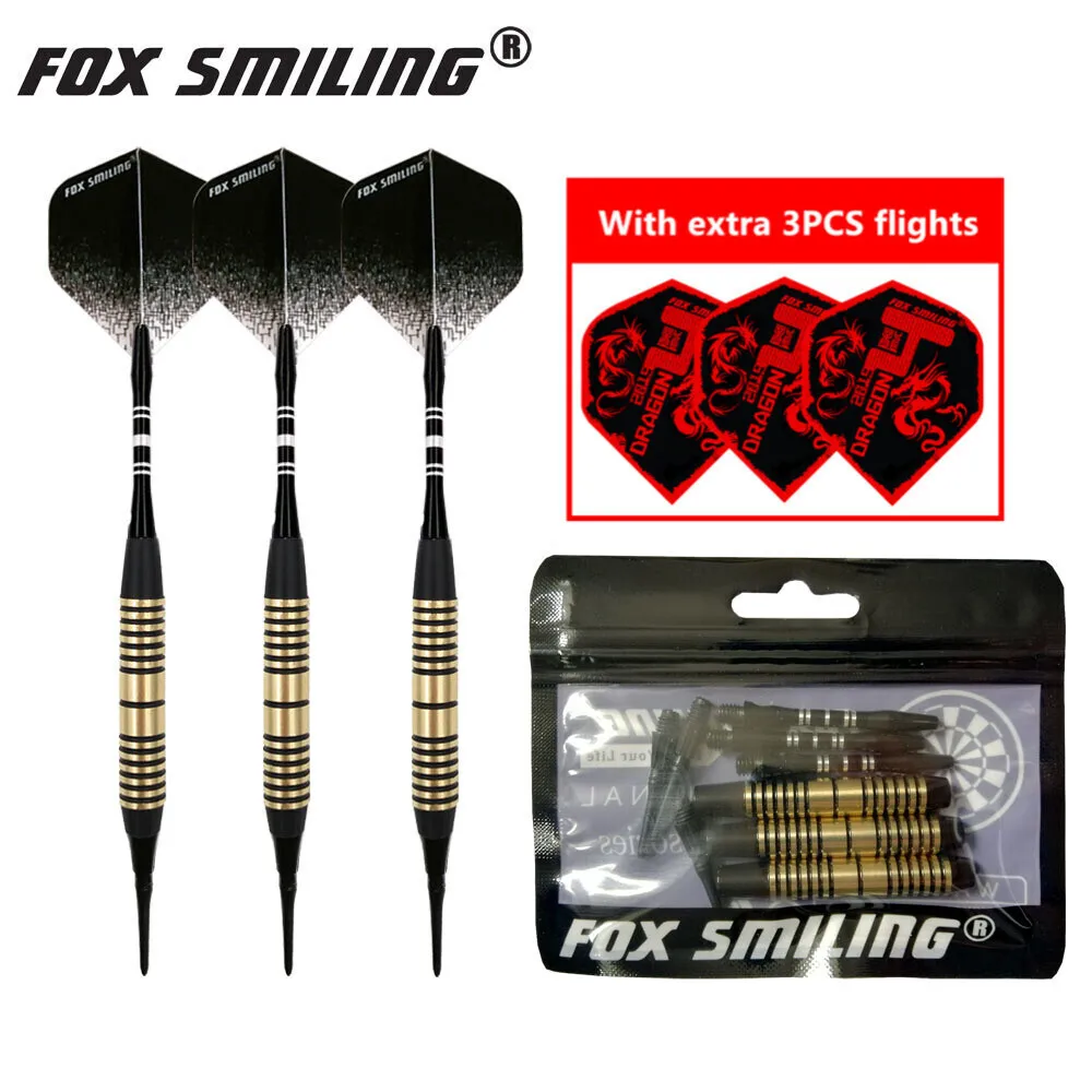 Fox Smiling 3 freccette elettroniche morbide da 18 g con canna di rame e punte per freccette in nylon