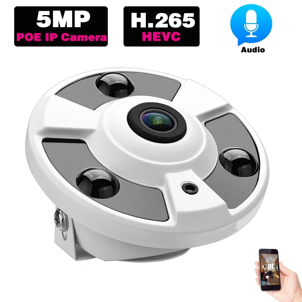 5MP CCTV POE IP Panoramic Camera 1.7mm Fisheye Len Outdoor Audio 360 Degree View Security Surveillance Dome Camera XMEYE H.265