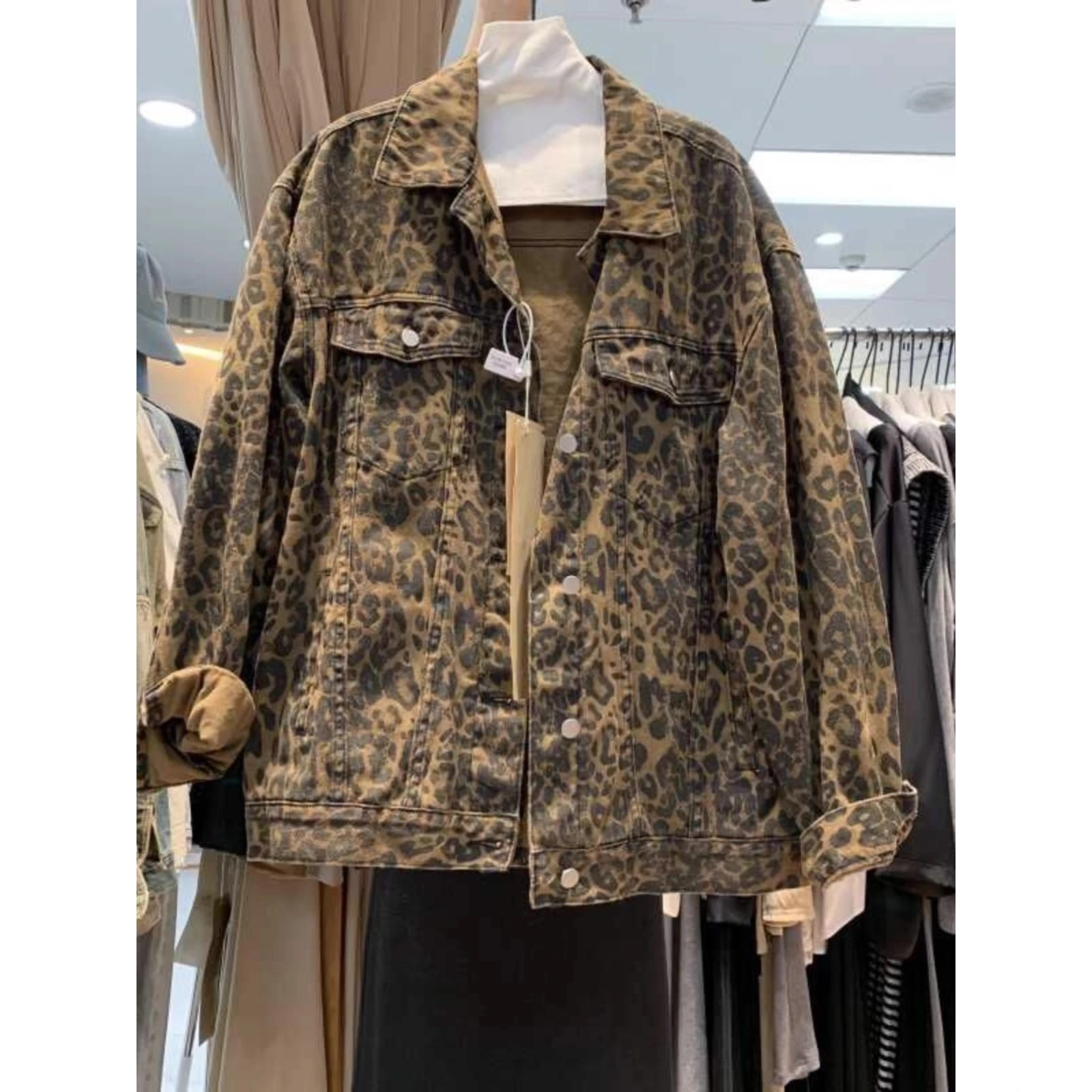 

Очень большая мужская куртка 300 Pou Street Sle Faion, осенняя винтажная модная верхняя одежда с леопардовым принтом в американском стиле Sle