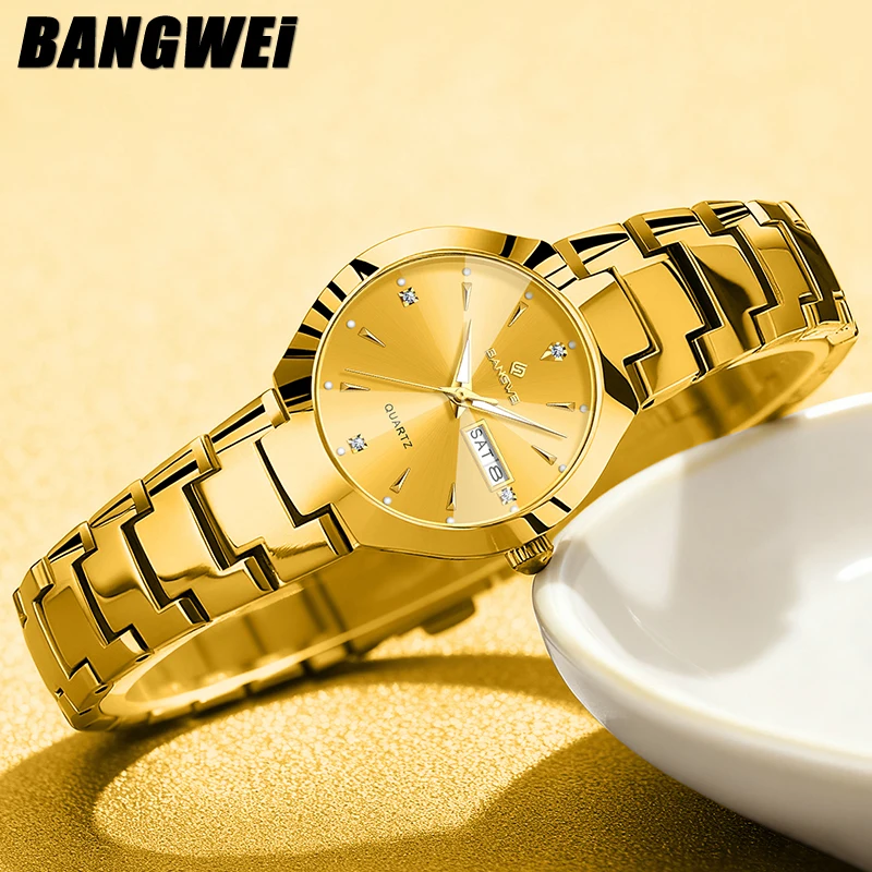 BANGWEI 2026 Luxury Watches Women Fashion Elegant Quartz Wristwatches Ladies Waterproof Luminous Steel Mens Watch Reloj Mujer