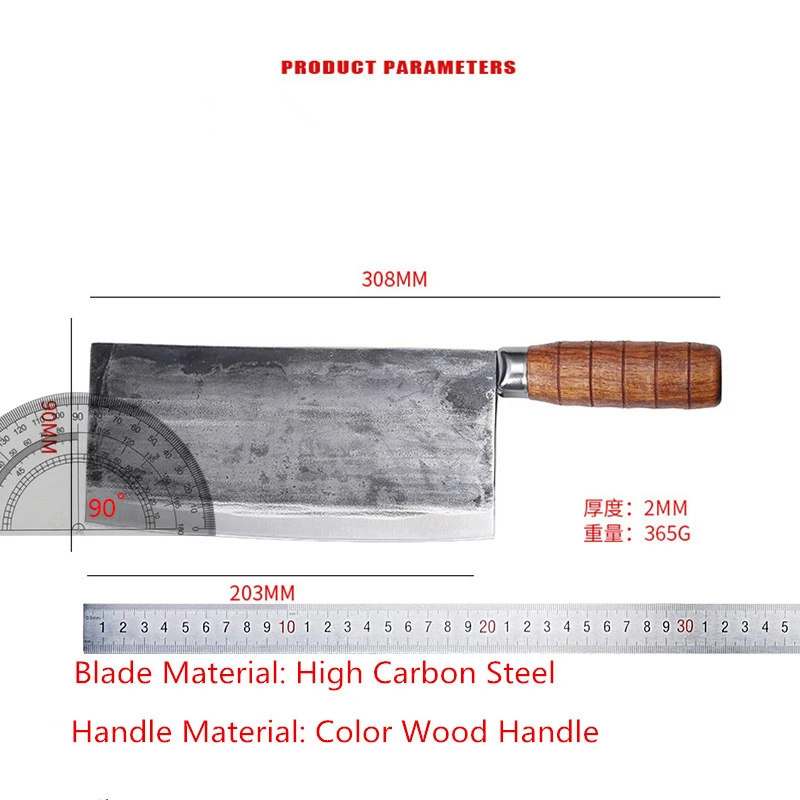Hand Forged Chinese Slicing Knife Kitchen Cleaver Butcher Knife Meat Vegetable Sushi Cutting Filleting Knife Chef Cooking Cutter - view 2