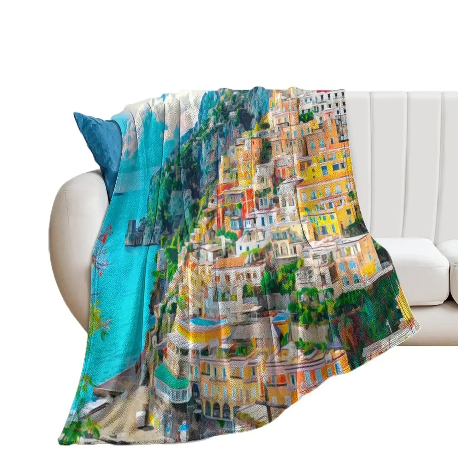 

Amalfi Coast Throw Blanket Decorative Sofas Heavy Personalized Gift Blankets