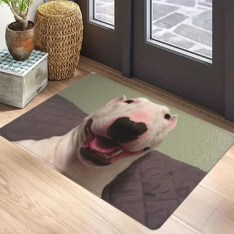 Starry Night Oil Painting Bull Terrier Carpet Mat Anti-Slip Rubber Backing Rug for Pet Lover Home Decoration Artistic Anime Rug