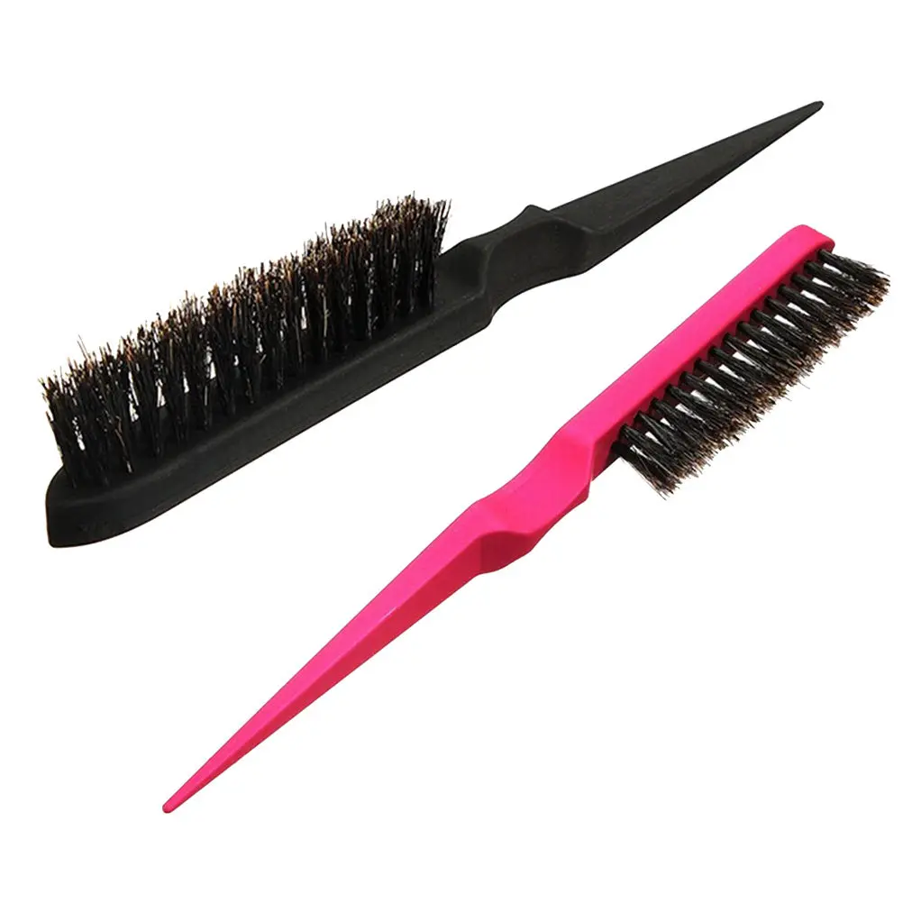 

2Pcs Pig Bristle Curling Comb for Home and Salon Use Sturdy Long Handle Bristles Hair Comb Gentle Scalp Massage Tool