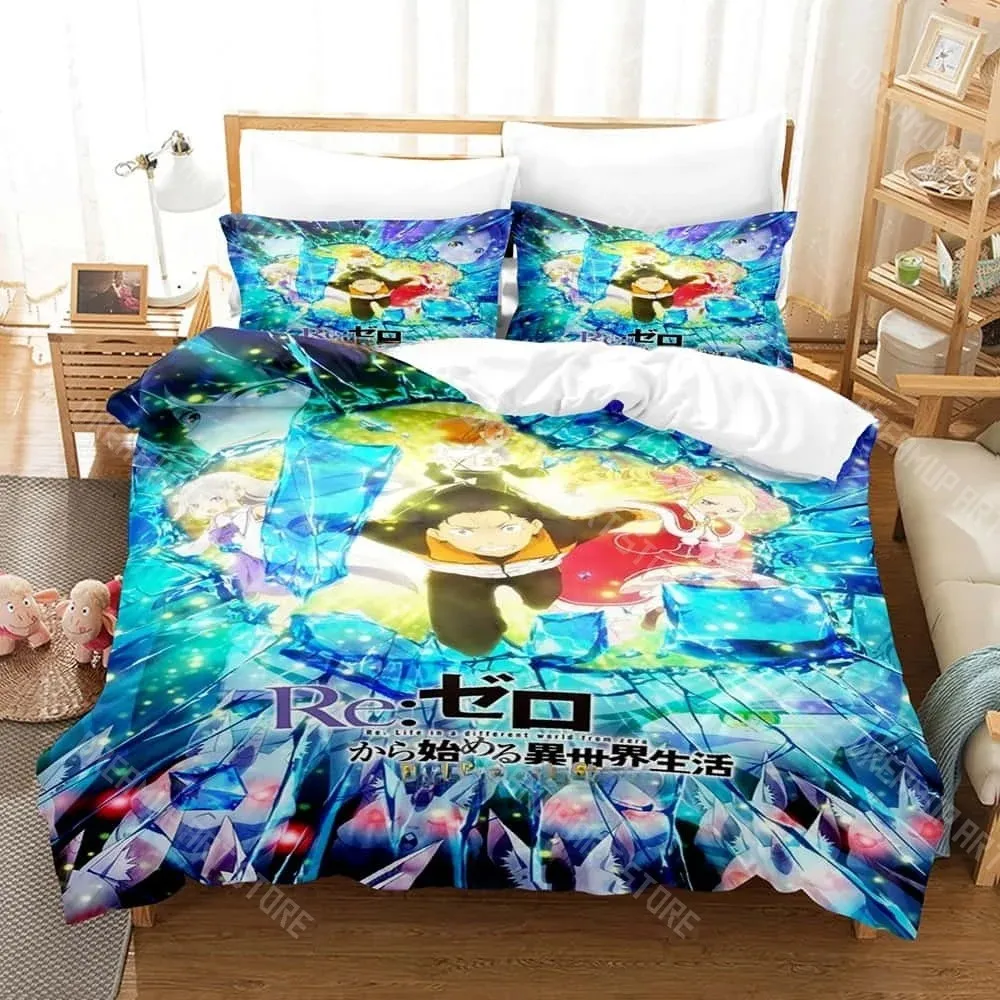 Re ZERO Starting Life in Another World Rem Emilia Bedding Set Boys Girls Duvet Cover Twin Queen King Full Single Double Sizes