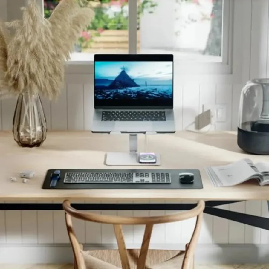 Elite Power Laptop Stand with 10W Wireless Charger, USB-C Powered Aluminum Laptop Riser, Compatible with Qi-Enabled Devices, De - view 4
