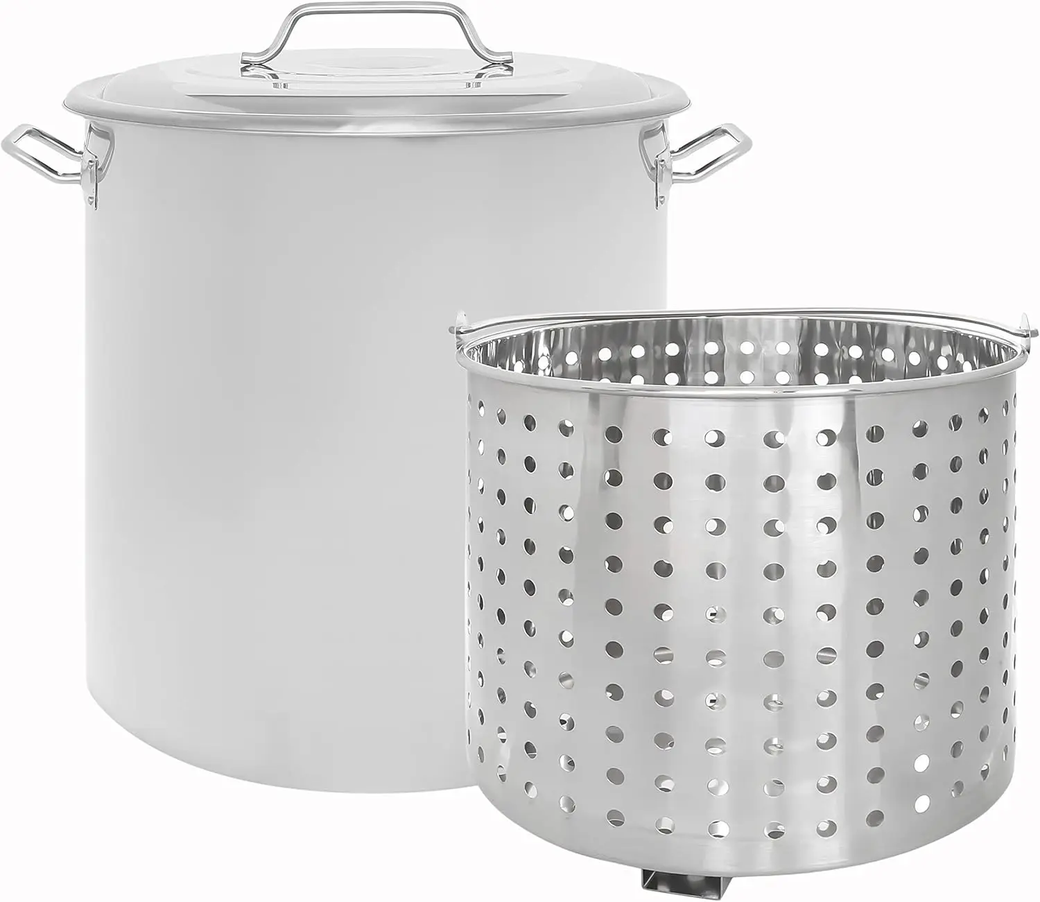 

Stainless Steel Stock Pot w/Steamer Basket. Cookware great for boiling and steaming (160 Quart)