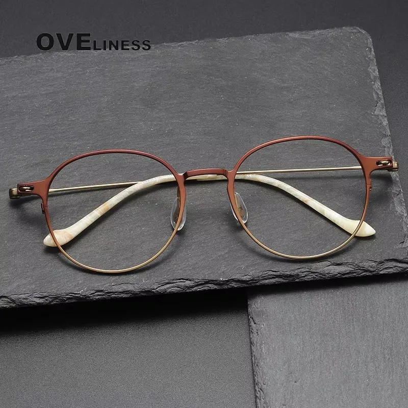 

2027 Pure Titanium Glasses Frame for men Women Retro Round Eyeglasses frame Eyewear High Quality spectacles