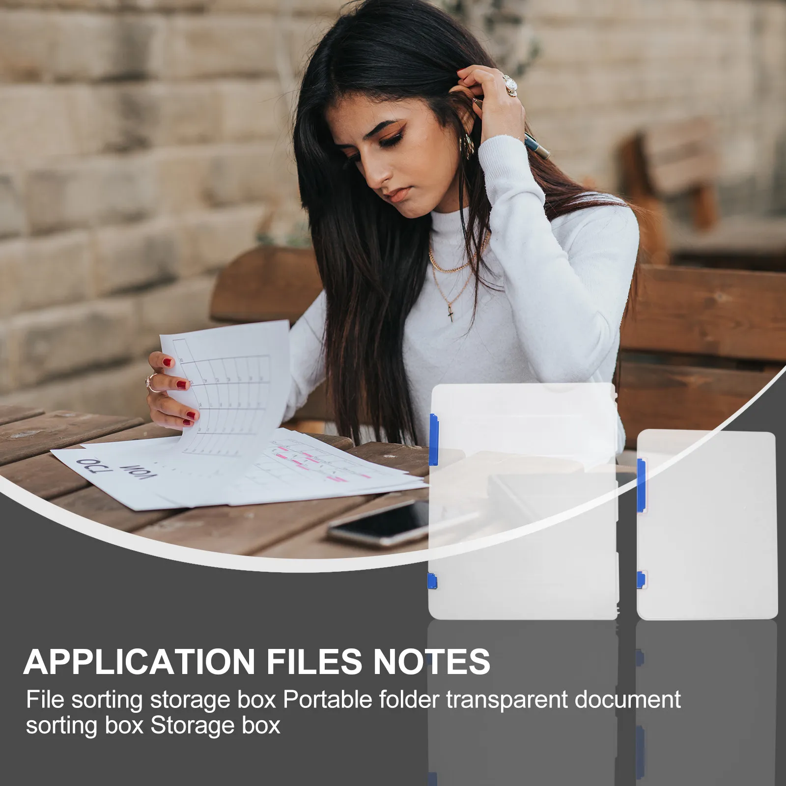 

File Organizer Holder for Desk Folders Paperwork Blue PP Filing Boxes with Lids